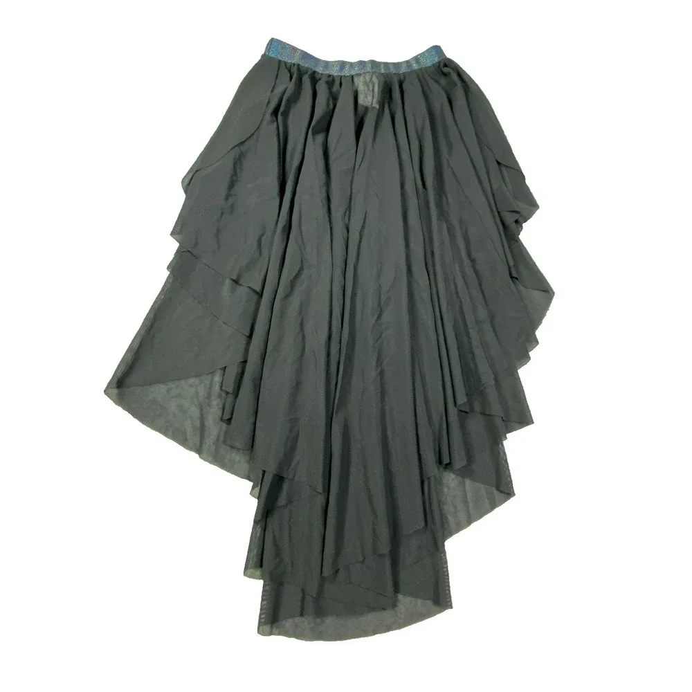VTG Black Layered Tulle Skirt Small HiLo Gothic Balletcore Mesh Whimsical Fairy - Picture 1 of 7